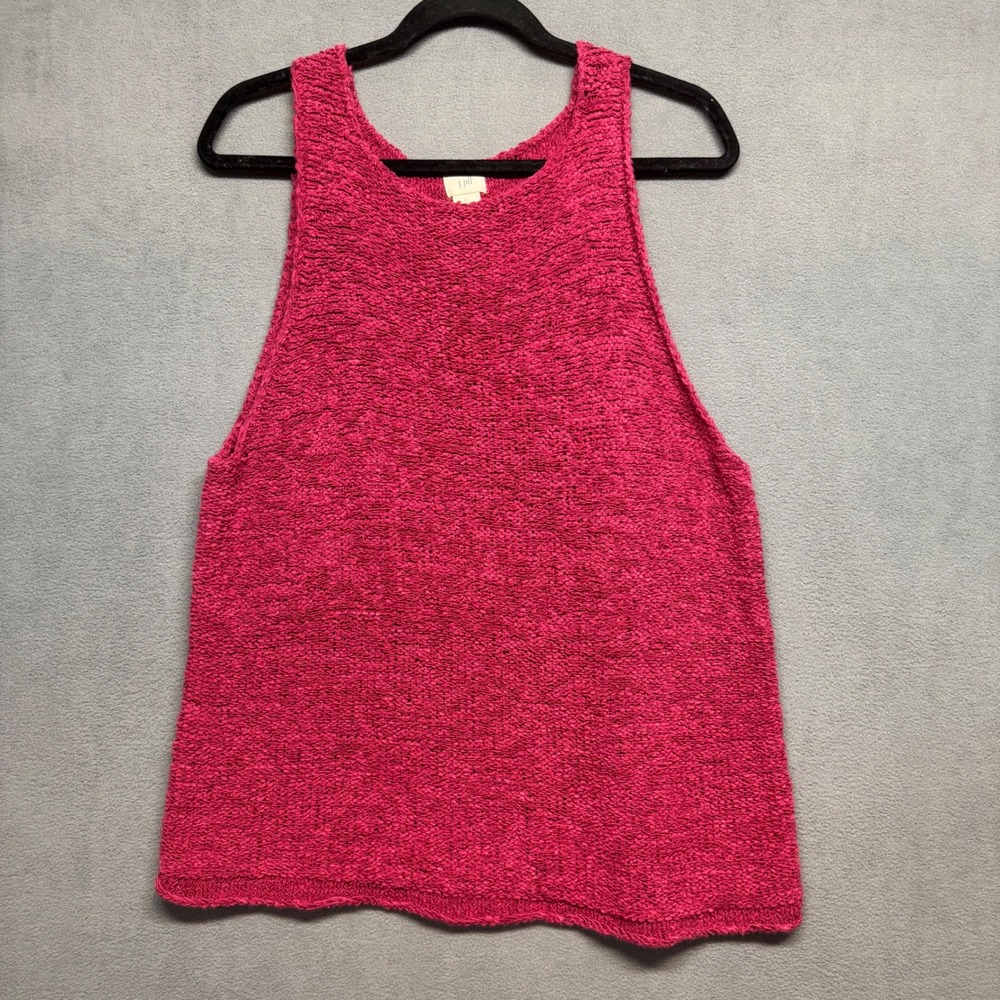 Vtg J Jill Tank Top Lagenlook Loose Fit Cotton Linen Knit Sleeveless XL‎ Pink